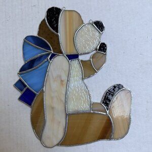 Sitting Bear Stained Glass Suncatcher Hanging Decor For Wall Or Window Gift